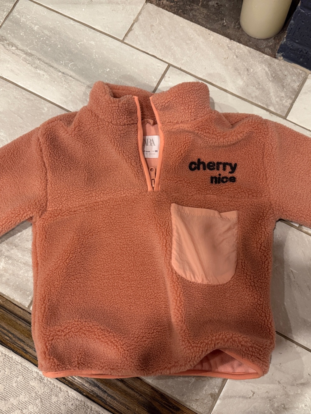 Zara Coral Peach Sherpa Pullover Jacket